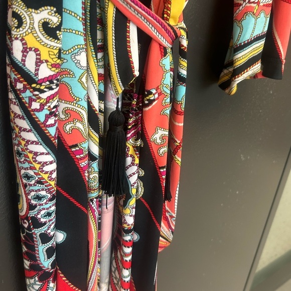 Diamond Tea M EUC tasseled hidden snap vintage robe- unbelievably bright & FAB - Picture 5 of 15